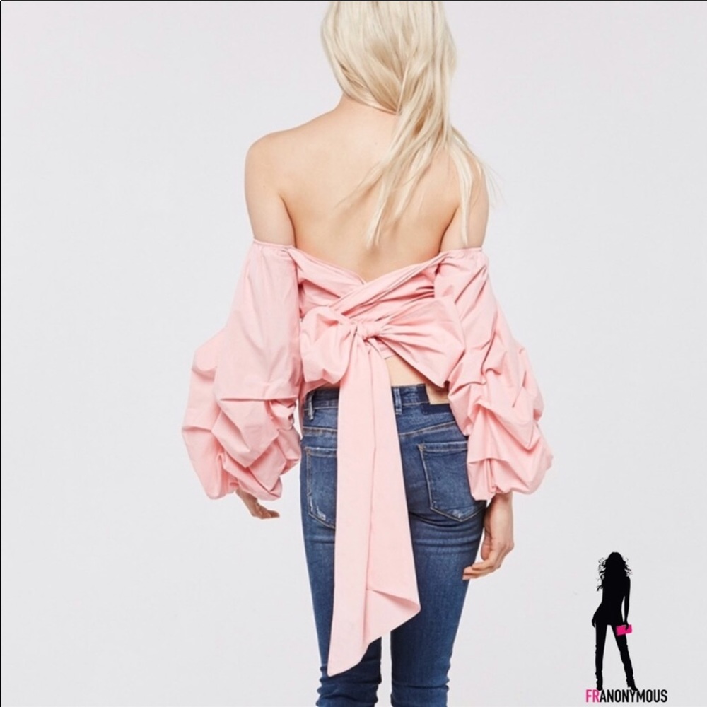 Pink Cotton Off Shoulder Top - Picture 2 of 2
